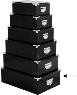 5five Opbergdoos/box - 2x - zwart - L48 x B33.5 x H16 cm - Stevig karton - Blackbox - Opbergbox