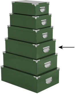 5five Opbergdoos/box - 3x - groen - L40 x B26.5 x H14 cm - Stevig karton - Greenbox