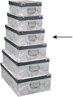 5five Opbergdoos/box - 4x - Art-deco wit - L36 x B24.5 x H12.5 cm - Stevig karton - Artdecobox