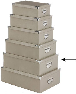 5five Opbergdoos/box - 4x - beige - L44 x B31 x H15 cm - Stevig karton - Crocobox