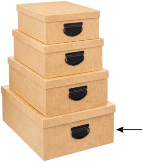 5five Opbergdoos/box - 4x - goudgeel - L39 x B30 x H16 cm - Stevig karton - Industrialbox