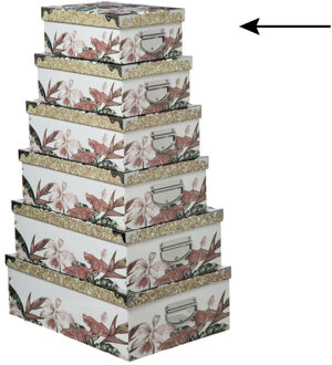 5five Opbergdoos/box - 4x - wit - L28 x B19.5 x H11 cm - Stevig karton - Junglebox