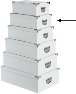 5five Opbergdoos/box - 4x - wit - L32 x B21.5 x H12 cm - Stevig karton - Whitebox