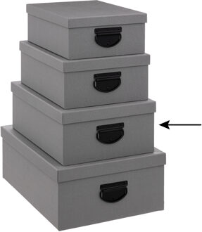 5five Opbergdoos/box - 5x - donkergrijs - L35 x B26 x H14 cm - Stevig karton - Industrialbox