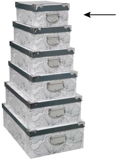 5five Opbergdoos/box - Art-deco print wit - L28 x B19.5 x H11 cm - Stevig karton - Artdecobox - Opbergbox