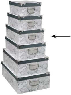 5five Opbergdoos/box - Art-deco print wit - L36 x B24.5 x H12.5 cm - Stevig karton - Artdecobox - Opbergbox