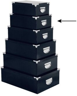 5five Opbergdoos/box - donkerblauw - L32 x B21.5 x H12 cm - Stevig karton - Bluebox - Opbergbox