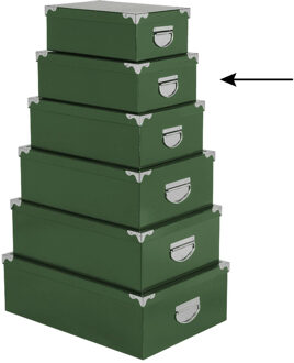 5five Opbergdoos/box - groen - L32 x B21.5 x H12 cm - Stevig karton - Greenbox - Opbergbox