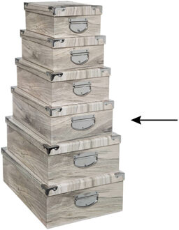 5five Opbergdoos/box - Houtprint licht - L40 x B26.5 x H14 cm - Stevig karton - Treebox