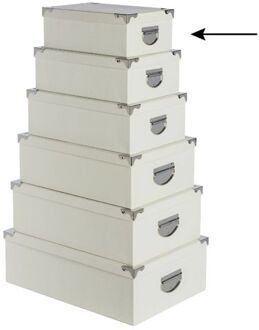5five Opbergdoos/box - ivoor wit - L28 x B19.5 x H11 cm - Stevig karton - Crocobox - Opbergbox