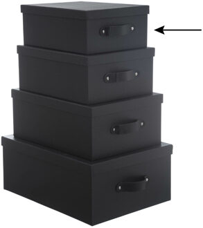 5five Opbergdoos/box - zwart - L28 x B22 x H11 cm - Stevig karton - Industrialbox