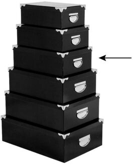 5five Opbergdoos/box - zwart - L36 x B24.5 x H12.5 cm - Stevig karton - Blackbox - Opbergbox