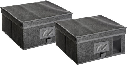 5five Opberghoes/beschermhoes - 3x - kleding/schoenen - grijs - 30 x 30 x 15 cm