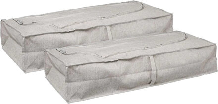 5five Opberghoes/beschermhoes dekens en kussens - 2x - beige - 100 x 45 x 20 cm - Opberghoezen