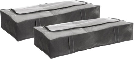 5five Opberghoes/beschermhoes dekens en kussens - 2x - grijs - 100 x 45 x 20 cm - Opberghoezen