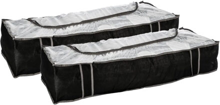 5five Opberghoes/beschermhoes dekens en kussens - 2x - zwart/grijs - 100 x 45 x 20 cm