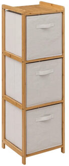5five Opbergkast met 3 polyester manden - 3 lagen - bamboe - beige - 35 x 33 x 109 cm