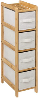 5five Opbergkast met 4 polyester manden - 4 lagen - bamboe - beige - 19 x 33 x 78 cm