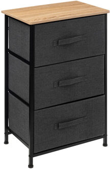 5five Opbergkast Pisa - 3 mandjes - grijs - 45 x 30 x 73 cm - hout/metaal/stof - opbergen