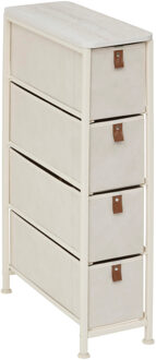 5five Opbergkast Pisa - 4 mandjes - beige - 20 x 48 x 77 cm - metaal/hout/stof