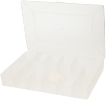 5five Opbergkoffertje/opbergdoos/sorteerbox - 14-vaks - kunststof - transparant - 27 x 18 x 4 cm