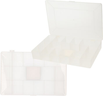 5five Opbergkoffertje/opbergdoos/sorteerbox - 2x - 7-vaks - kunststof - transparant - 27 x 18 x 4 cm