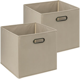 5five Opbergmand - 2x - 29 liter - taupe - linnen - 31 x 31 x 31 cm - Opbergmanden