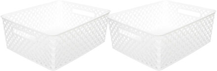 5five Opbergmand/box van kunststof - 2x - wit - 29 x 35 x 13 cm - 11 liter