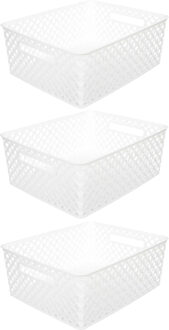 5five Opbergmand/box van kunststof - 3x - wit - 29 x 35 x 13 cm - 11 liter