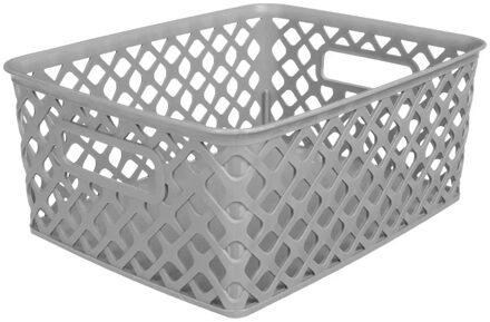 5five Opbergmand/box van kunststof - grijs - 19 x 25 x 10 cm - 4 liter