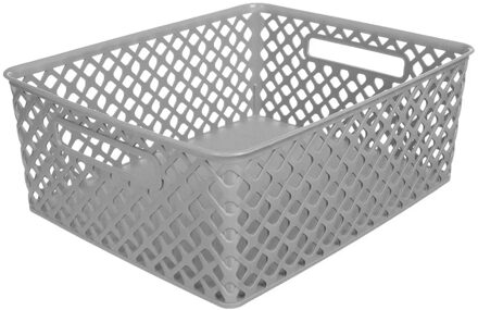 5five Opbergmand/box van kunststof - grijs - 29 x 35 x 13 cm - 11 liter