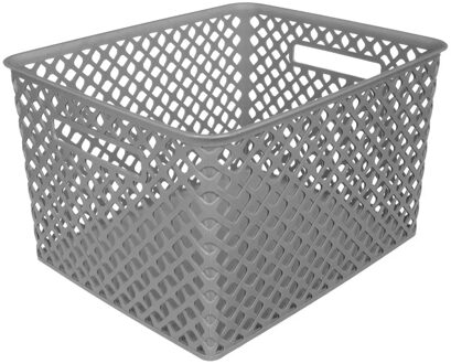 5five Opbergmand/box van kunststof - grijs - 30 x 37 x 21 cm - 19 liter