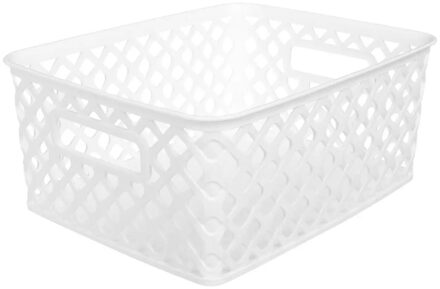 5five Opbergmand/box van kunststof - wit - 19 x 25 x 10 cm - 4 liter