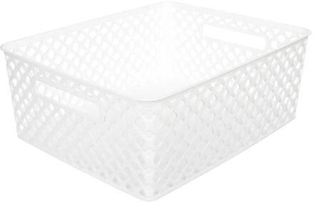 5five Opbergmand/box van kunststof - wit - 29 x 35 x 13 cm - 11 liter