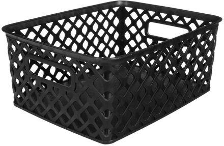 5five Opbergmand / box van kunststof - zwart - 19 x 25 x 10 cm - 4 liter