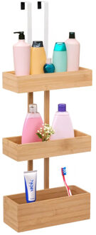 5five Opbergmand deur hangrek - 3 lagen - bamboe - bruin - 28 x 19 x 75 cm - badkamerkast