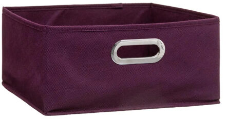 5five Opbergmand/kastmand 14 liter aubergine paars linnen 31 x 31 x 15 cm - Opbergmanden