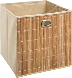 5five Opbergmand/kastmand 29 liter beige linnen/bamboe 31 x 31 x 31 cm - Opbergmanden