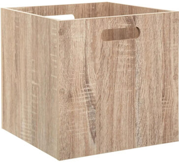 5five Opbergmand/kastmand 29 liter bruin/naturel van hout 31 x 31 x 31 cm - Opbergkisten