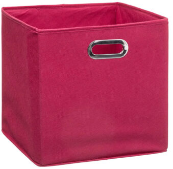 5five Opbergmand/kastmand 29 liter framboos roze linnen 31 x 31 x 31 cm - Opbergmanden