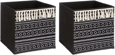 5five Opbergmand/kastmand - 2x - karton/kunststof - 29 liter - zwart - 31 x 31 x 31 cm