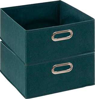 5five Opbergmand/kastmand - 2x - petrol blauw - linnen - 14 liter - 31 x 31 x 15 cm - Opbergbox - Vakkenka