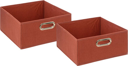 5five Opbergmand/kastmand - 2x - terracotta - linnen - 14 liter - 31 x 31 x 15 cm - Opbergbox - Vakkenkast