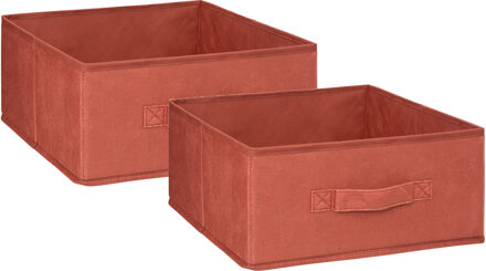 5five Opbergmand/kastmand - 2x - vakkenkast - 14 liter - bordeaux rood - 31 x 31 x 15 cm - Opbergmanden