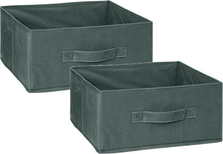 5five Opbergmand/kastmand - 2x - vakkenkast - 14 liter - groen - 31 x 31 x 15 cm - Opbergmanden