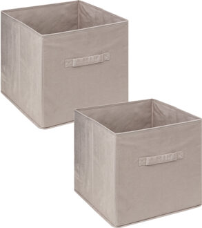 5five Opbergmand/kastmand - 2x - vakkenkast - 29 liter - beige - 31 x 31 x 31 cm - Opbergmanden