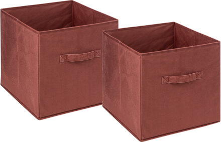 5five Opbergmand/kastmand - 2x - vakkenkast - 29 liter - bordeaux rood - 31 x 31 x 31 cm - Opbergmanden