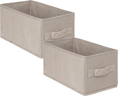 5five Opbergmand/kastmand - 2x - vakkenkast - 7 liter - beige - 15 x 31 x 15 cm - Opbergmanden