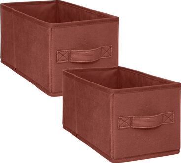 5five Opbergmand/kastmand - 2x - vakkenkast - 7 liter - bordeaux rood - 15 x 31 x 15 cm - Opbergmanden