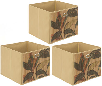5five Opbergmand/kastmand - 3x - 29 liter - beige - bamboe - 31 x 31 x 31 cm